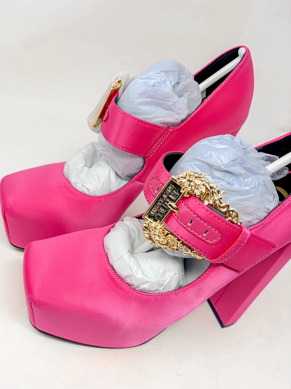 Versace Jeans Couture Pink Hurley Platform Heels, NEW, Size 36, MSRP $498